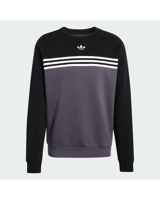 Adidas Gray Chest Stripes Crewneck Sweatshirt for men