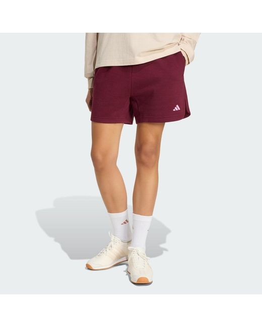 Adidas Purple 3 Stripes Studio Fleece Loose Shorts
