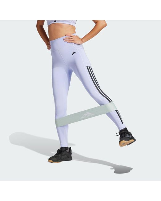 Leggings Optime 3-Stripes Full-Length di Adidas Originals in Blue