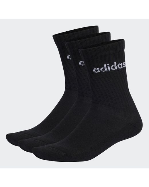 Adidas Black Linear Crew Cushioned Socks 3 Pairs