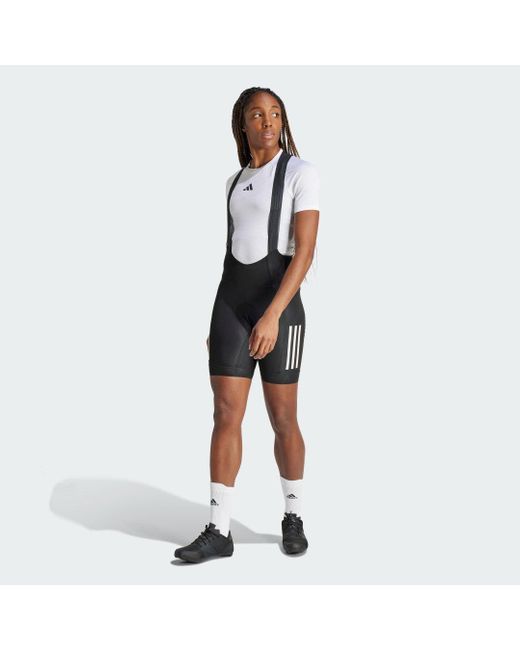 Adidas Essentials 3-stripes Wielrenshort Met Bretels En Zeem in het White