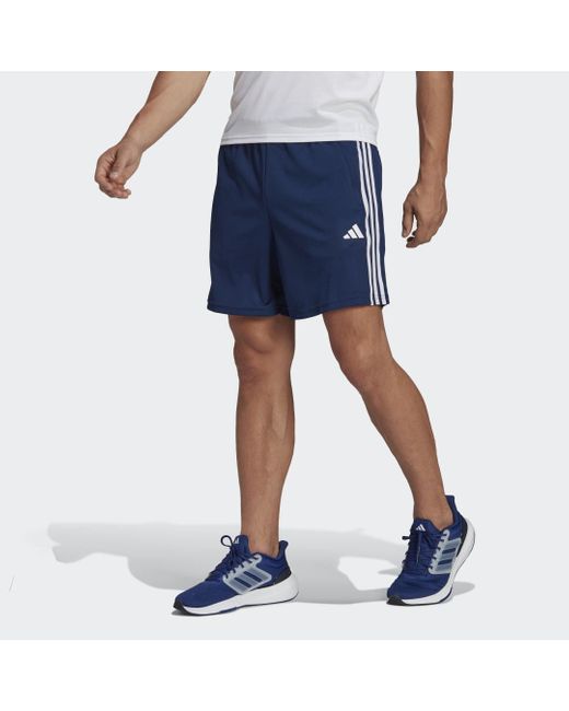 Adidas Blue Train Essentials Piqué 3-stripes Training Shorts for men