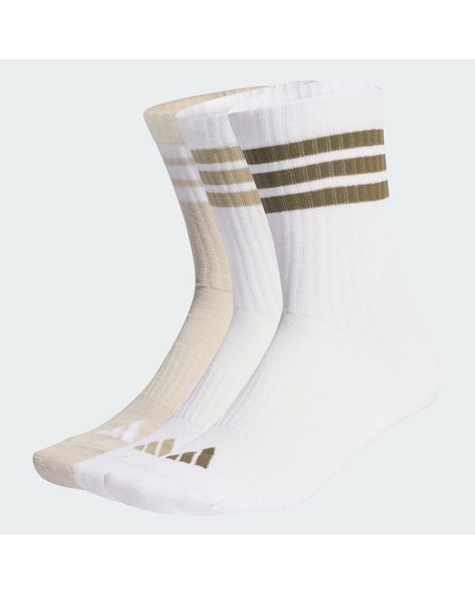 Adidas White 3-Stripes Cushioned Crew Socks 3 Pair Pack