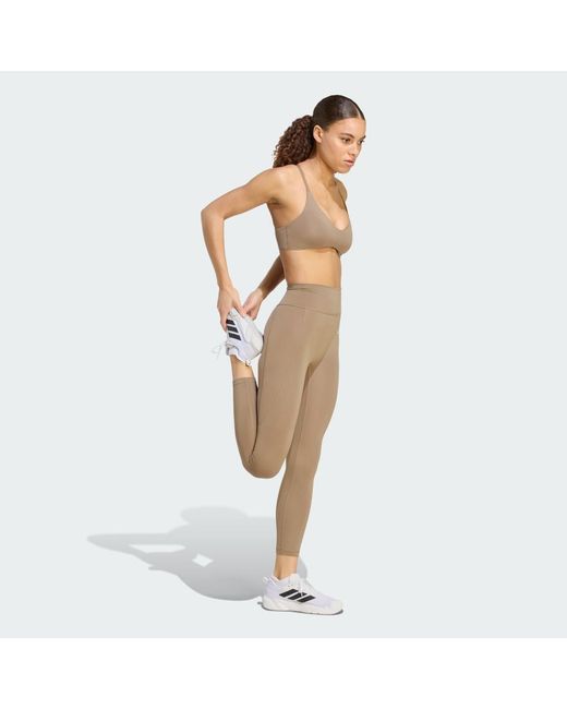 Adidas White Optimé Essentials No Front Rise Seam 7/8 Leggings