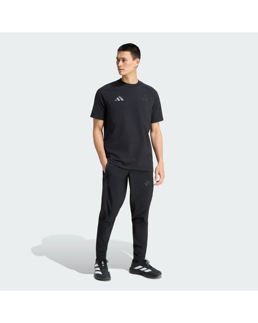 Adidas Black Real Madrid Tiro Travel Tracksuit Bottoms for men