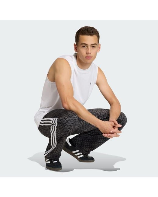 Adidas Gray Firebird Loose Monogram Track Tracksuit Bottoms for men