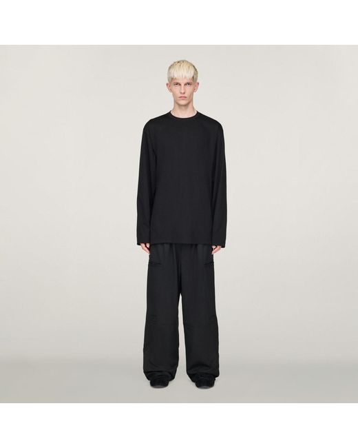Adidas Black Y-3 Refined Wool Cuffed Tracksuit Bottoms for men