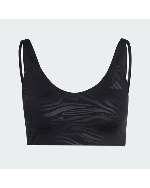Adidas Black All Me Essentials Graphic Light Support Bra