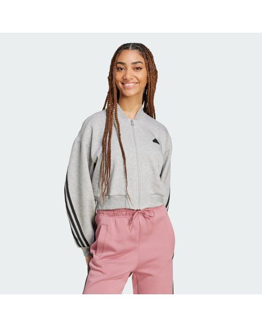 Adidas Gray Future Icons 3-Stripes Bomber Jacket