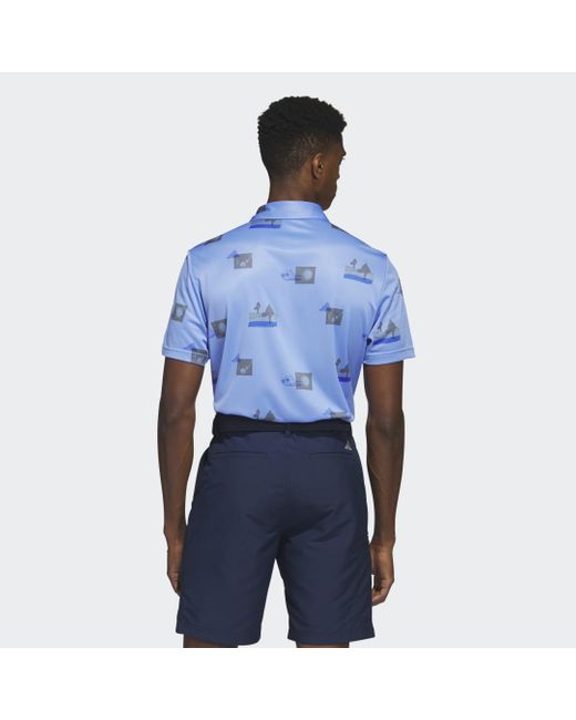 Allover-Print Golf Polo Shirt di Adidas in Blue da Uomo