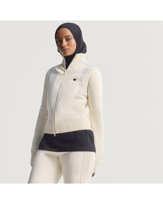 Adidas White Knitted Track Top
