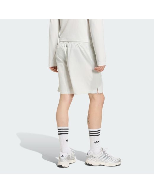Adidas White Tech Trefoil Essentials Polyester Shorts for men
