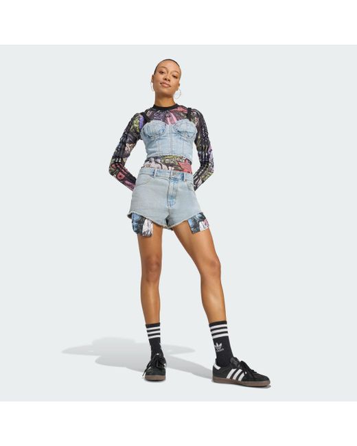 Short X Jeremy Scott Pride Denim di Adidas in Blue