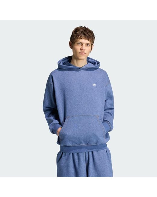 Adidas Blue Trefoil Essentials Melange Loose Hoodie for men