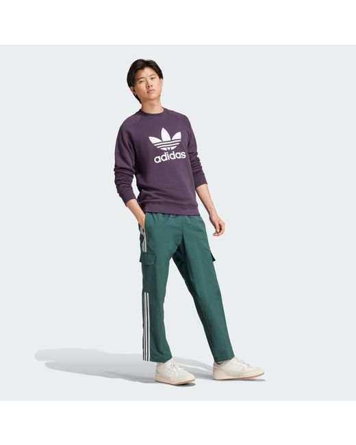 Adidas Purple Adicolor Classics Trefoil Crewneck Sweatshirt for men