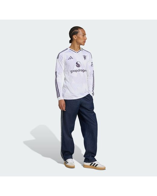 Adidas Blue Manchester United 25/26 Long Sleeve Away Jersey for men