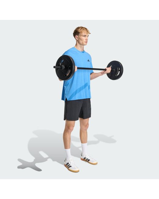 Adidas Blue D4T Primelift Essentials Workout Graphics Shorts for men