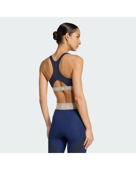 Adidas Blue Techfit Workout Color Block Medium Support Bra