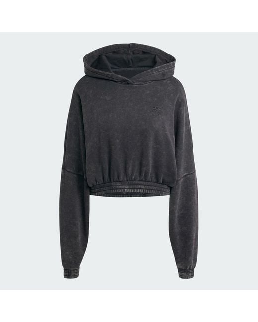 Adidas Originals Black Acid-Wash Crop Hoodie