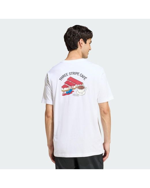 Adidas White Coffee Cafe Cheesecake Graphic T-Shirt for men