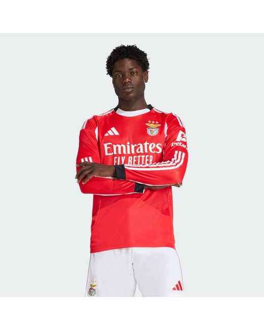 Adidas Red Benfica 25/26 Long Sleeve Home Jersey for men