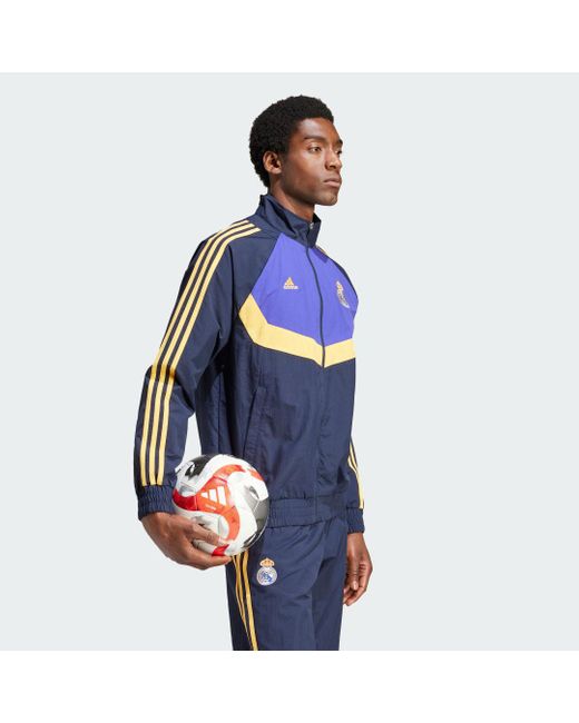 Adidas Blue Real Madrid Woven Track Top for men