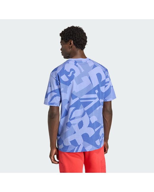 Adidas Blue Team Gb Multi Printed T-Shirt for men