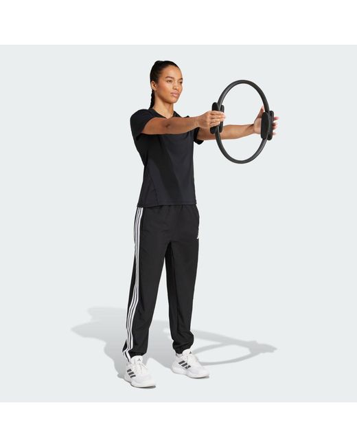 Adidas Black Train Essentials 3-Stripes Woven Joggers