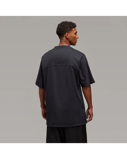 Adidas Gray Y-3 Mesh 3-Stripes Short Sleeve T-Shirt for men