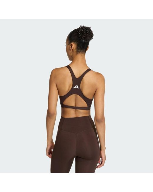 Adidas Brown Optime Essentials Workout High Support Bra