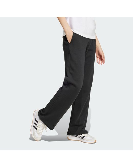 Adidas Black Essentials Small Logo Feel Cozy Open-Hem Pants