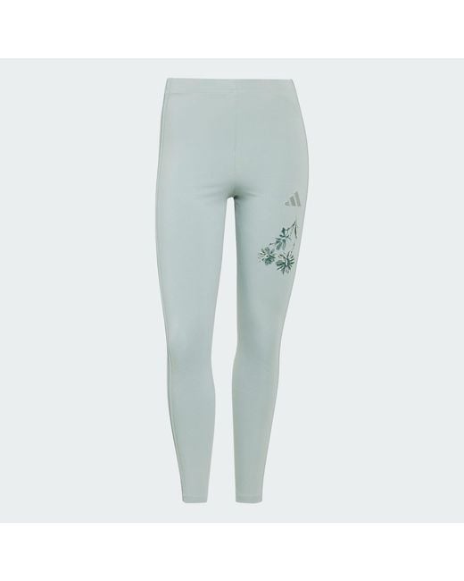 Adidas Blue Essentials 3-Stripes Cotton Leggings