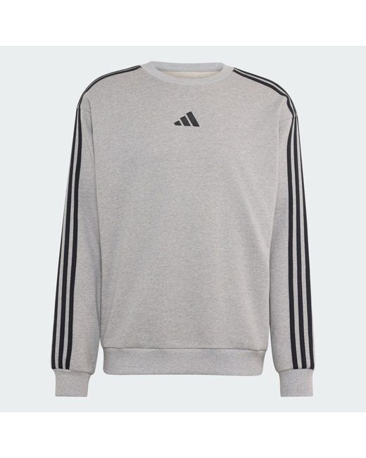 Adidas Gray Essentials 3-Stripes French Terry Sweatshirt for men