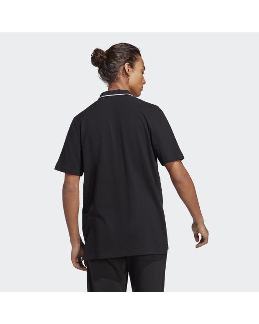 Adidas Black Essentials Piqué Small Logo Polo Shirt for men