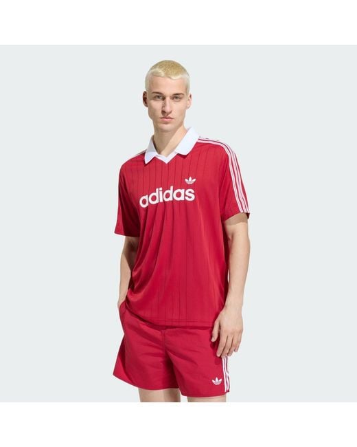 Adidas Originals Red Jersey Adidas Drop Needle Jersey Team Victory for men