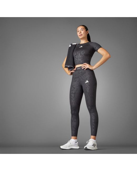 Adidas Gray Techfit Printed T-Shirt