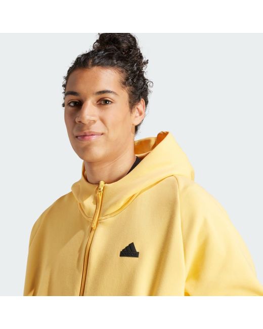 Adidas Yellow Z.N.E. Premium Full-Zip Hooded Track Jacket for men