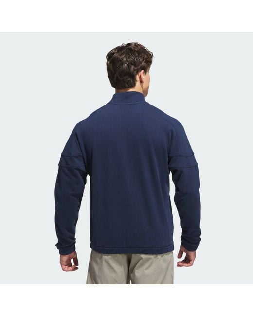 Adidas Blue Go-To Heritage Loose Quarter-Zip for men