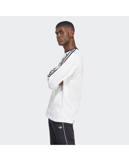 Adidas White Adicolor Classics 3-Stripes Long Sleeve Long-Sleeve Top for men