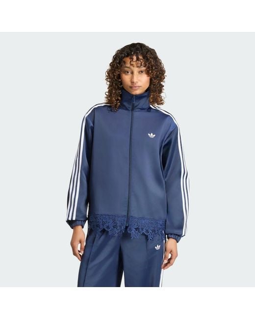 Adidas Blue Originals Satin Lace Firebird Track Top Loose