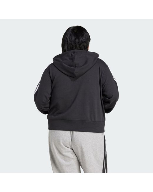 Adidas Black Essentials 3-Streifen French Terry Quarter-Zip Hoodie – Große Größen