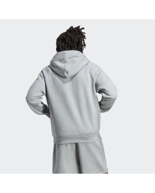 Felpa con cappuccio Lounge Fleece di Adidas in Gray da Uomo