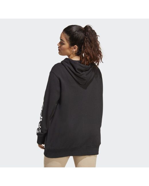 Adidas Black Essentials Linear Full-zip French Terry Hoodie (plus Size)