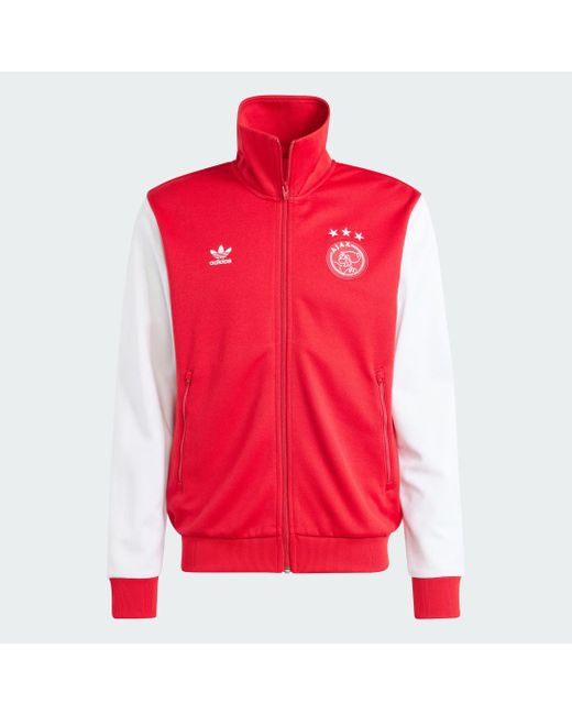 Adidas Red Ajax Amsterdam Essentials Trefoil Track Top for men