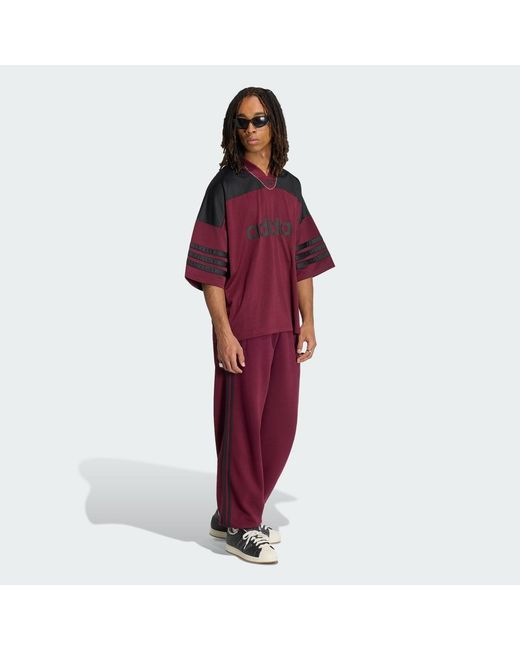 Adidas Red Adicolor 3 Stripes Cuffed Joggers for men