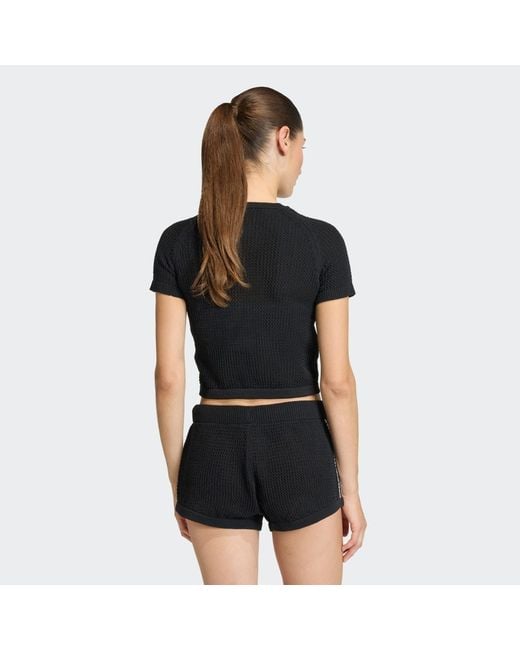 Adidas Originals Black Knitted Crochet Cali T-Shirt