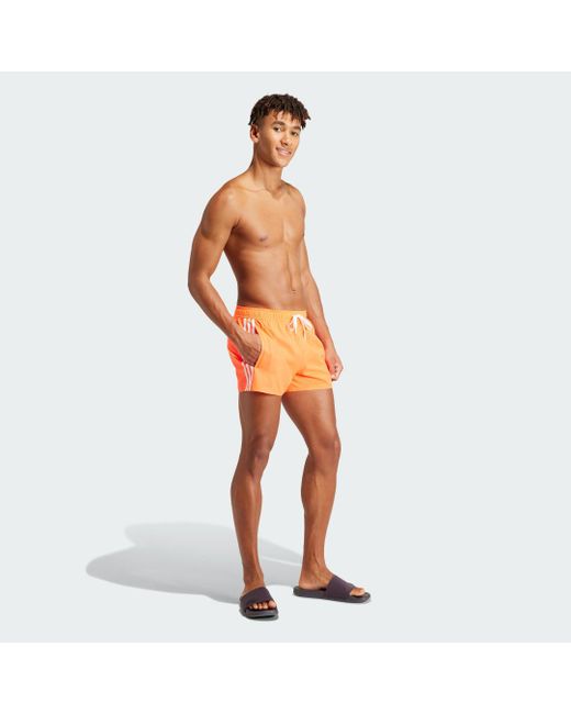 Adidas Orange 3-stripes Clx Very-short-length Swim Shorts for men