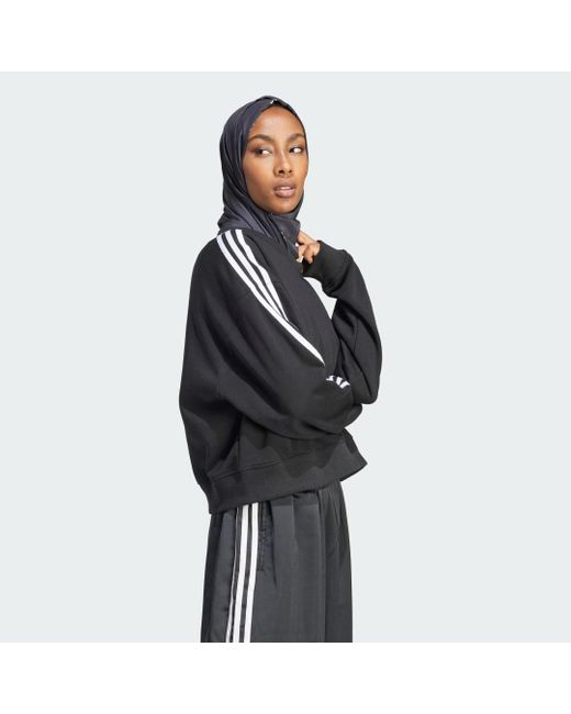 Adidas Black 3-Stripes Crew Sweatshirt