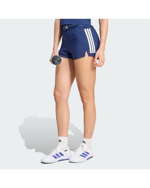 Adidas Blue Hyperglam 3-Stripes Woven Shorts