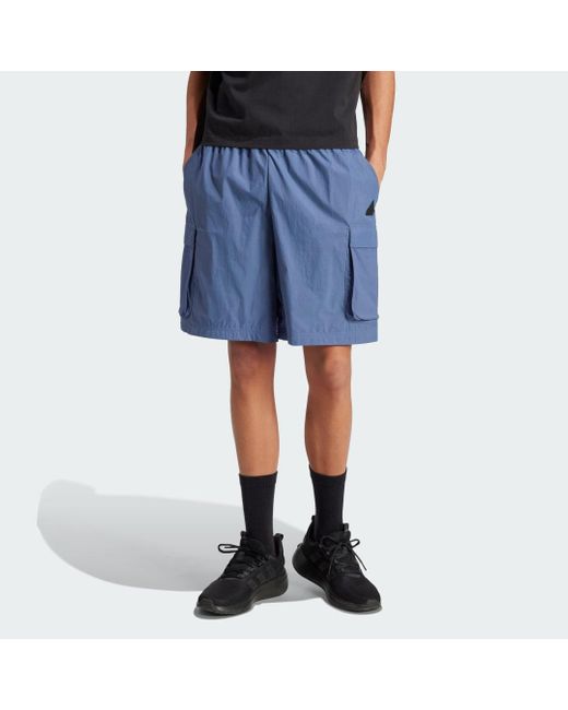 Adidas Blue City Escape Cargo Shorts for men